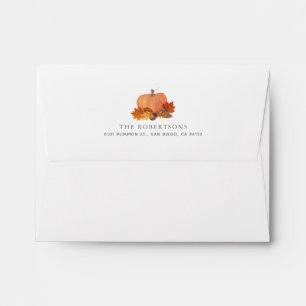 Pumpkin Autumn Leaves White Envelope