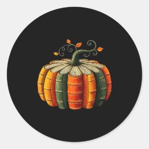 Pumpkin Autumn Season Book Lover Books Reading Hal Classic Round Sticker