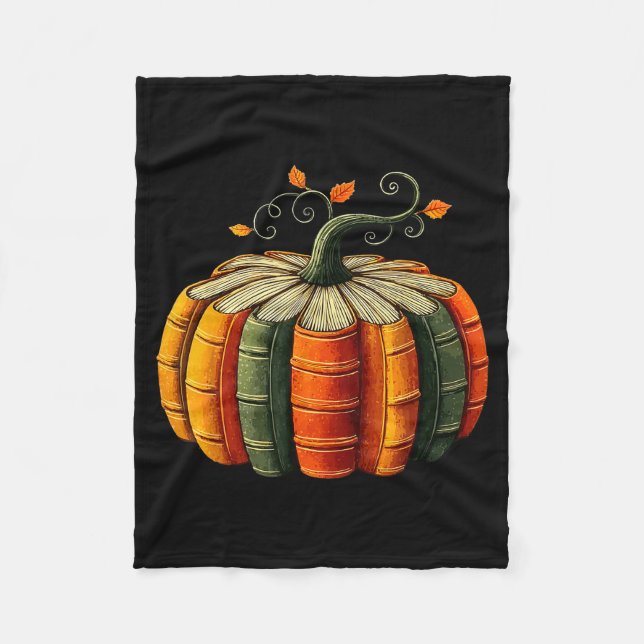 Pumpkin Autumn Season Book Lover Books Reading Hal Fleece Blanket (Front)