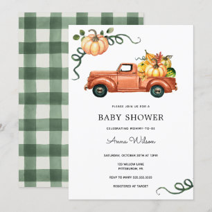 Pumpkin Autumn Truck Baby Shower Invitation