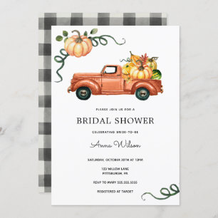 Pumpkin Autumn Truck Bridal Shower Invitation