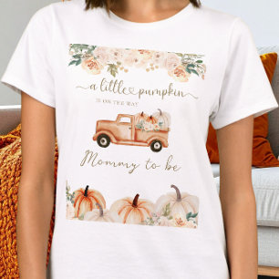Pumpkin Autumn Truck Orange Neutral Baby Shower T-Shirt