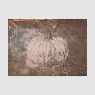Pumpkin Autumn Vintage Brown White Teal Texture Tissue Paper