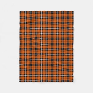 Pumpkin autumn warm orange white/black stripe fleece blanket