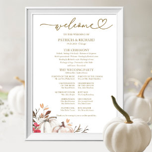 Pumpkin Autumn Wedding Ceremony Program Sign