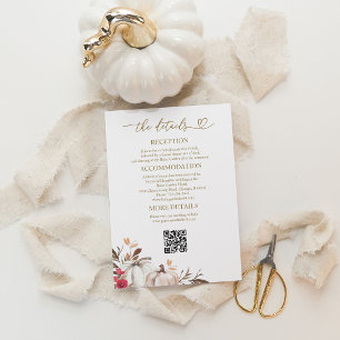 Pumpkin Autumn Wedding Details QR Code Card