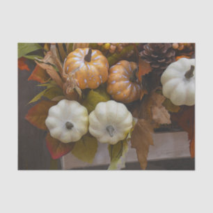 Pumpkin Autumn White Orange Oil Paint Tissue Paper
