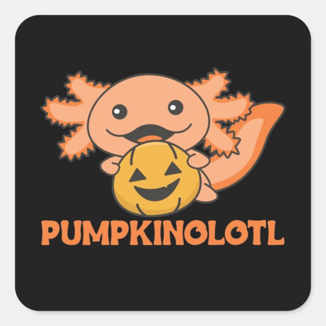Pumpkin Axolotl Lovers Cute Animals For Halloween  Square Sticker (Front)