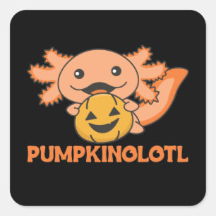 Pumpkin Axolotl Lovers Cute Animals For Halloween  Square Sticker