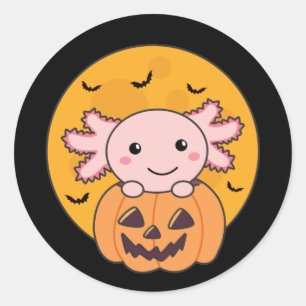 Pumpkin Axolotl Lovers Sweet Animals For Halloween Classic Round Sticker