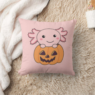 Pumpkin Axolotl Lovers Sweet Animals For Halloween Cushion
