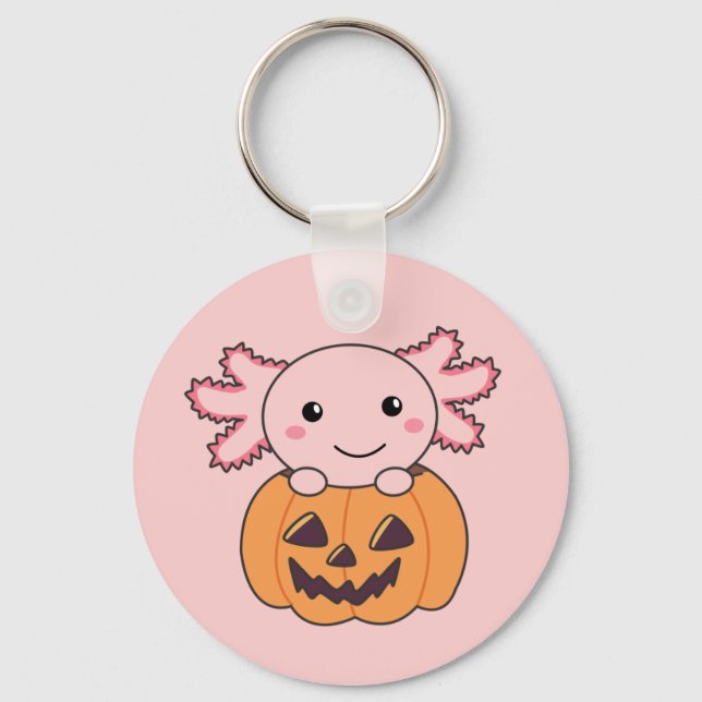 Pumpkin Axolotl Lovers Sweet Animals For Halloween Key Ring (Front)