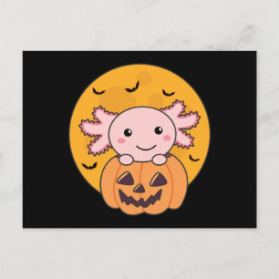 Pumpkin Axolotl Lovers Sweet Animals For Halloween Postcard
