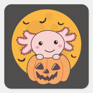 Pumpkin Axolotl Lovers Sweet Animals For Halloween Square Sticker