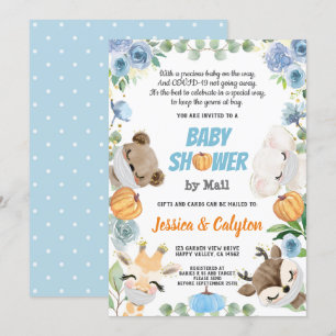 Pumpkin Baby Boy Shower By Mail Woodland Animal Invitation