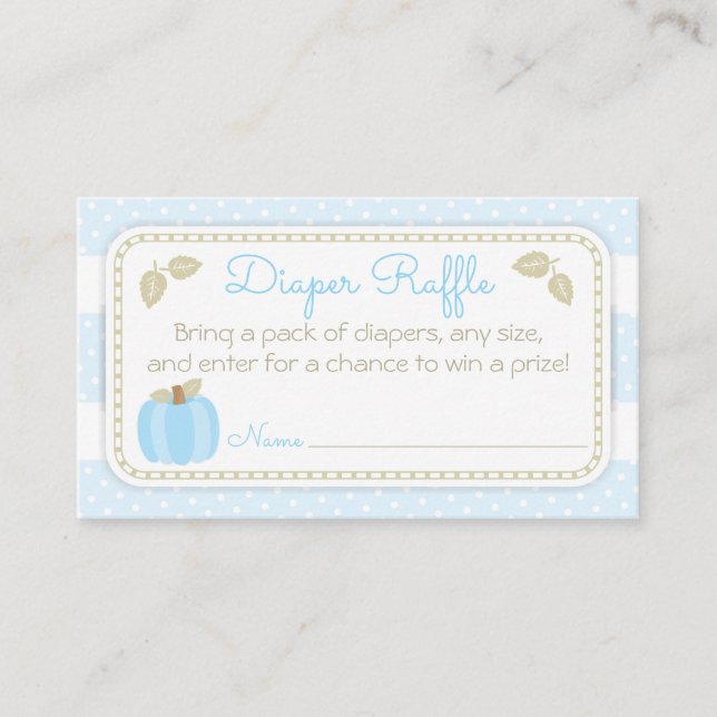Pumpkin Baby Boy Shower Diaper Raffle Ticket (Front)