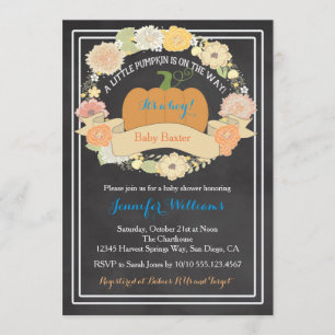 Pumpkin Baby Boy Shower Invitation