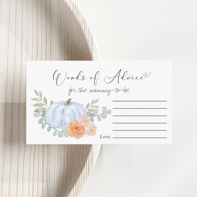 Pumpkin Baby Boy Shower Words of Advice Enclosure Card (Creator Uploaded)
