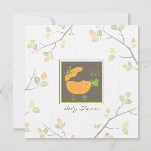 Pumpkin Baby Carriage Shower Invitation (Front)