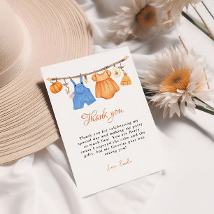 Pumpkin baby Clothes Baby Shower Thank You Card