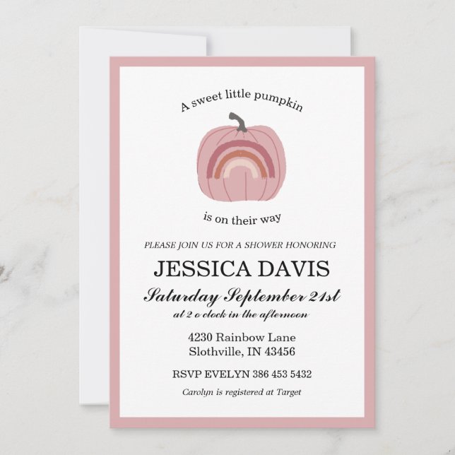 Pumpkin Baby Girl baby shower Invitation (Front)