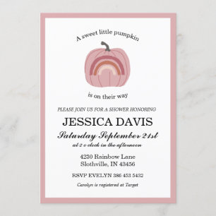 Pumpkin Baby Girl baby shower Invitation