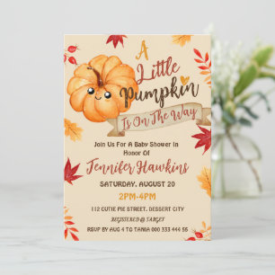 Pumpkin Baby Girl Boy Fall Baby Shower Invitation