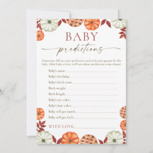 Pumpkin Baby Predictions Baby Shower Game Advice Card