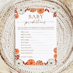Pumpkin Baby Predictions Baby Shower Game Advice Card