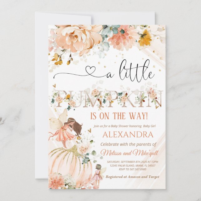 Pumpkin baby shower A Little Pumpkin Is On The Way Invitation (Front)