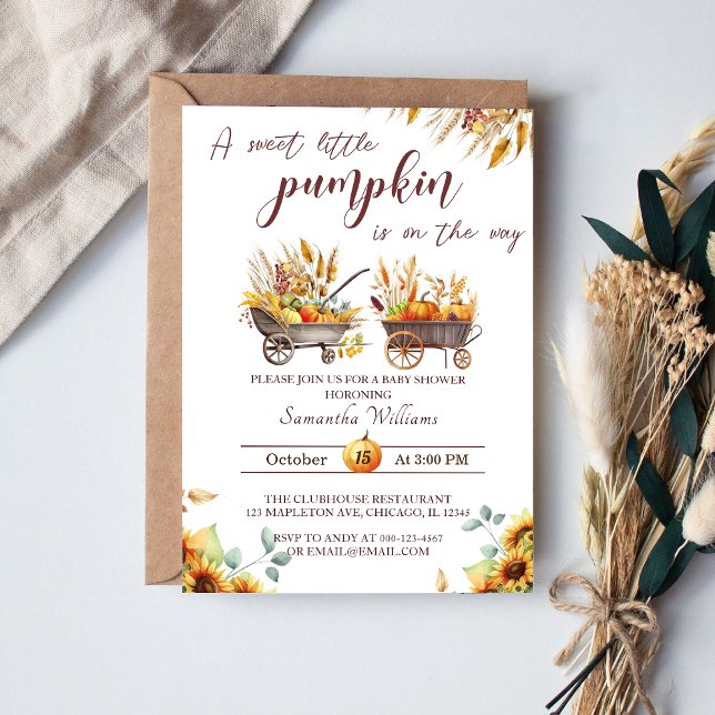 Pumpkin Baby Shower  A Sweet Little Pumpkin  Invitation (Creator Uploaded)
