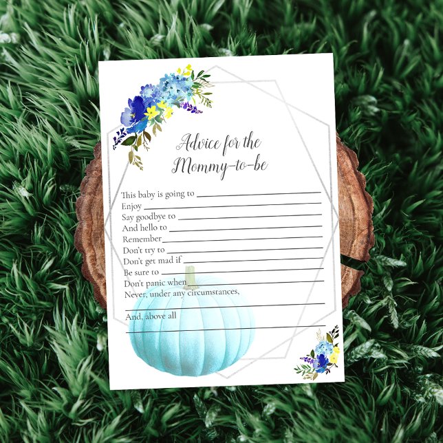 Pumpkin Baby Shower Advice For Mummy To Be | Blue Invitation (Creator Uploaded)