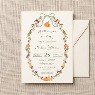 Pumpkin Baby Shower Autumn Watercolor Wreath Invitation