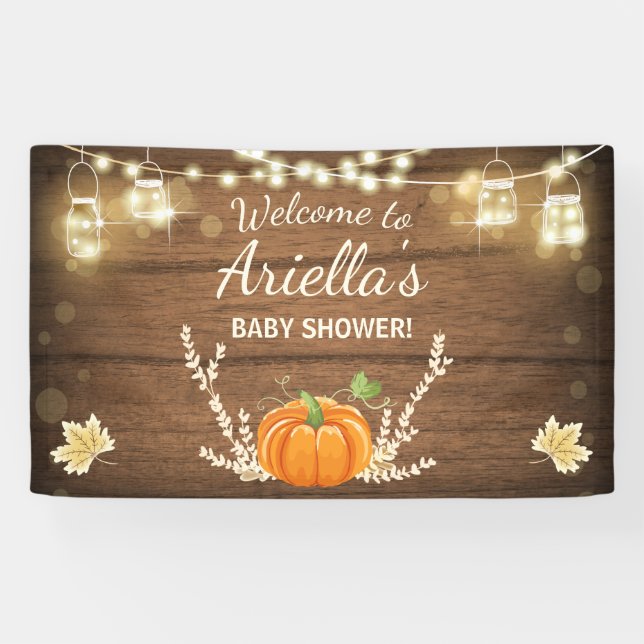 Pumpkin Baby Shower Backdrop Banner Fall Autumn (Horizontal)