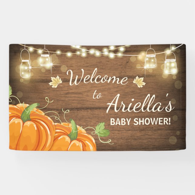 Pumpkin baby Shower backdrop Banner Fall Autumn (Horizontal)
