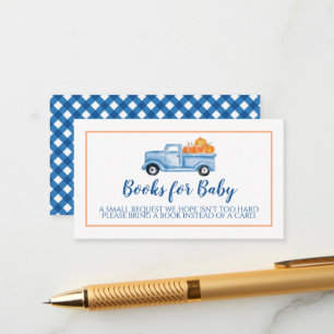 Pumpkin Baby Shower Blue Truck Books for Baby Enclosure Card