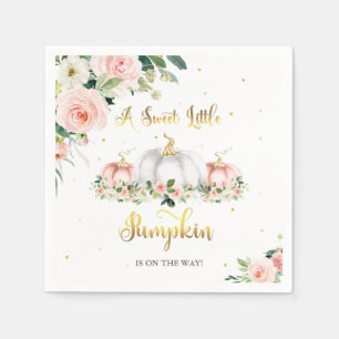 Pumpkin Baby Shower Blush Pink And Gold Napkin