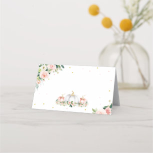 Pumpkin Baby Shower Blush Pink And Gold Place Card