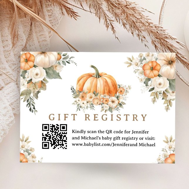 Pumpkin Baby Shower Boho Fall Gift Registry Card (Creator Uploaded)