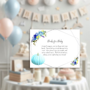 Pumpkin Baby Shower Books For Baby   Blue Invitation