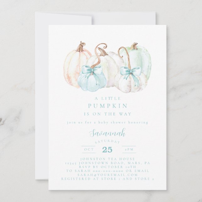 Pumpkin Baby Shower Boy Baby Shower Invitation (Front)