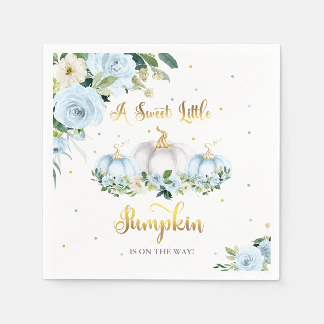 Pumpkin Baby Shower Boy Fall Pumpkin Napkin (Front)