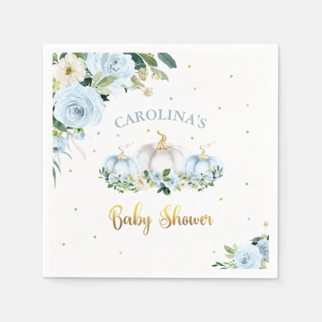 Pumpkin Baby Shower Boy Fall Pumpkin Napkin (Front)