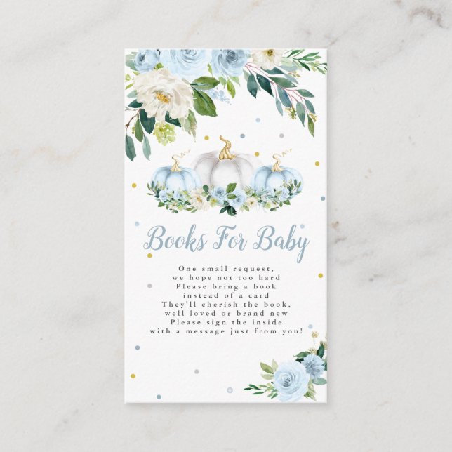 Pumpkin Baby Shower Boy Pumpkin Books For Baby Enclosure Card (Front)