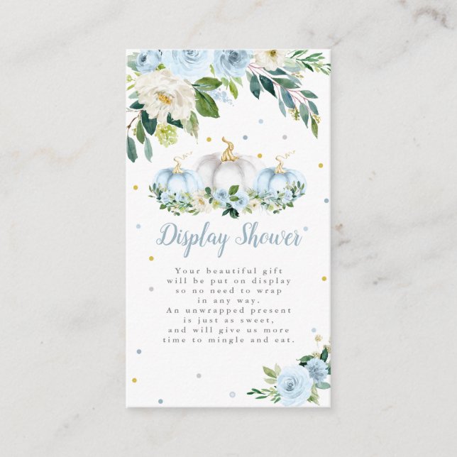 Pumpkin Baby Shower Boy Pumpkin Display Shower Enclosure Card (Front)