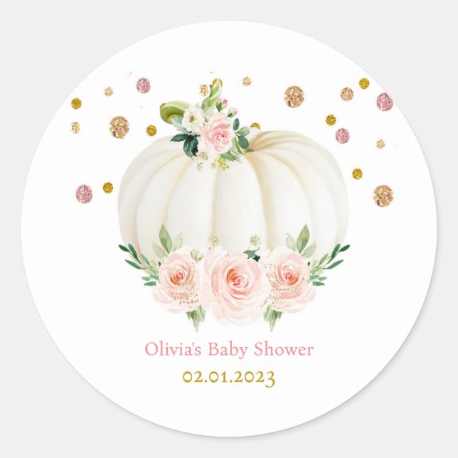 Pumpkin Baby Shower  Classic Round Sticker (Front)