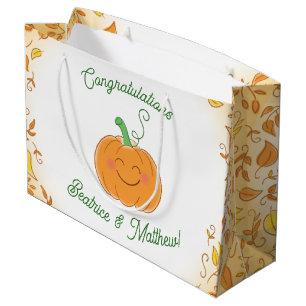 Pumpkin Baby Shower Cute Fall Large Gift Bag