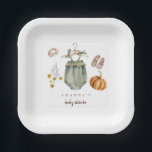 Pumpkin Baby Shower decor Paper Plate<br><div class="desc">Minimal modern Baby shower decor for autumn events with pumpkin and dry yellow flowers.</div>