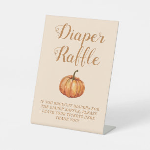 Pumpkin Baby Shower Diaper Raffle Pedestal Sign