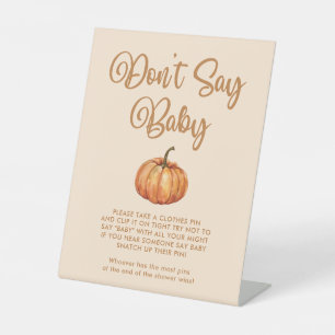Pumpkin Baby Shower Don't Say Baby Game Pedestal Sign